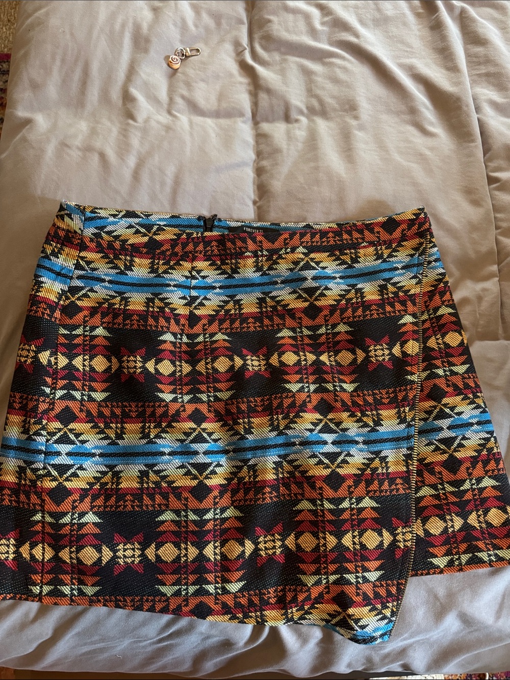 Forever 21 Tribal Print Mini Skirt in Black, Blue & Orange